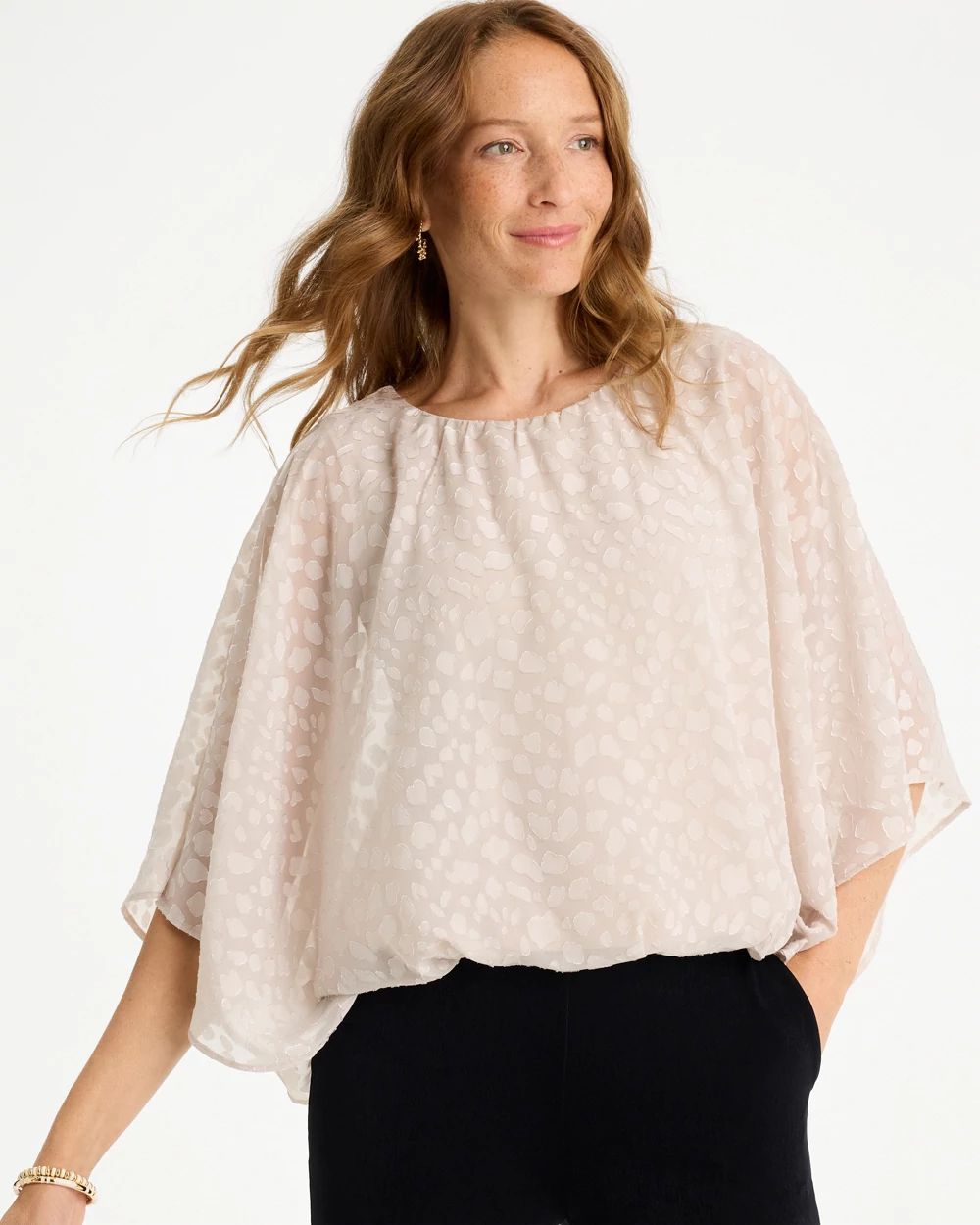 トップス HEVE Sheer Bubbly BL Travelers™ Bubble Hem Top | Chico's